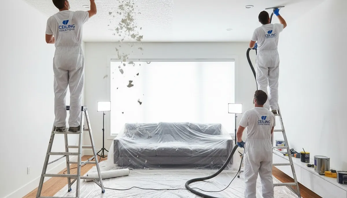 Professional popcorn ceiling removal and refinishing in Reading, MA home interior