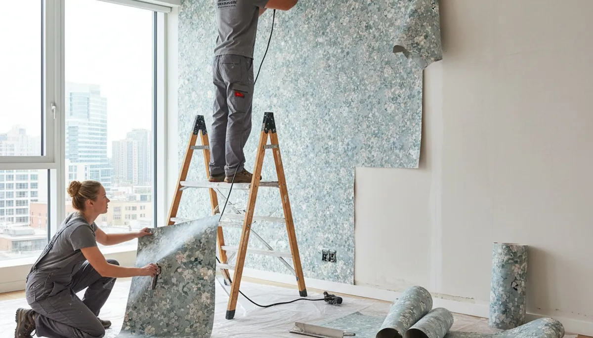 Professional wallpaper removal service in Reading, MA preparing interior walls for fresh paint